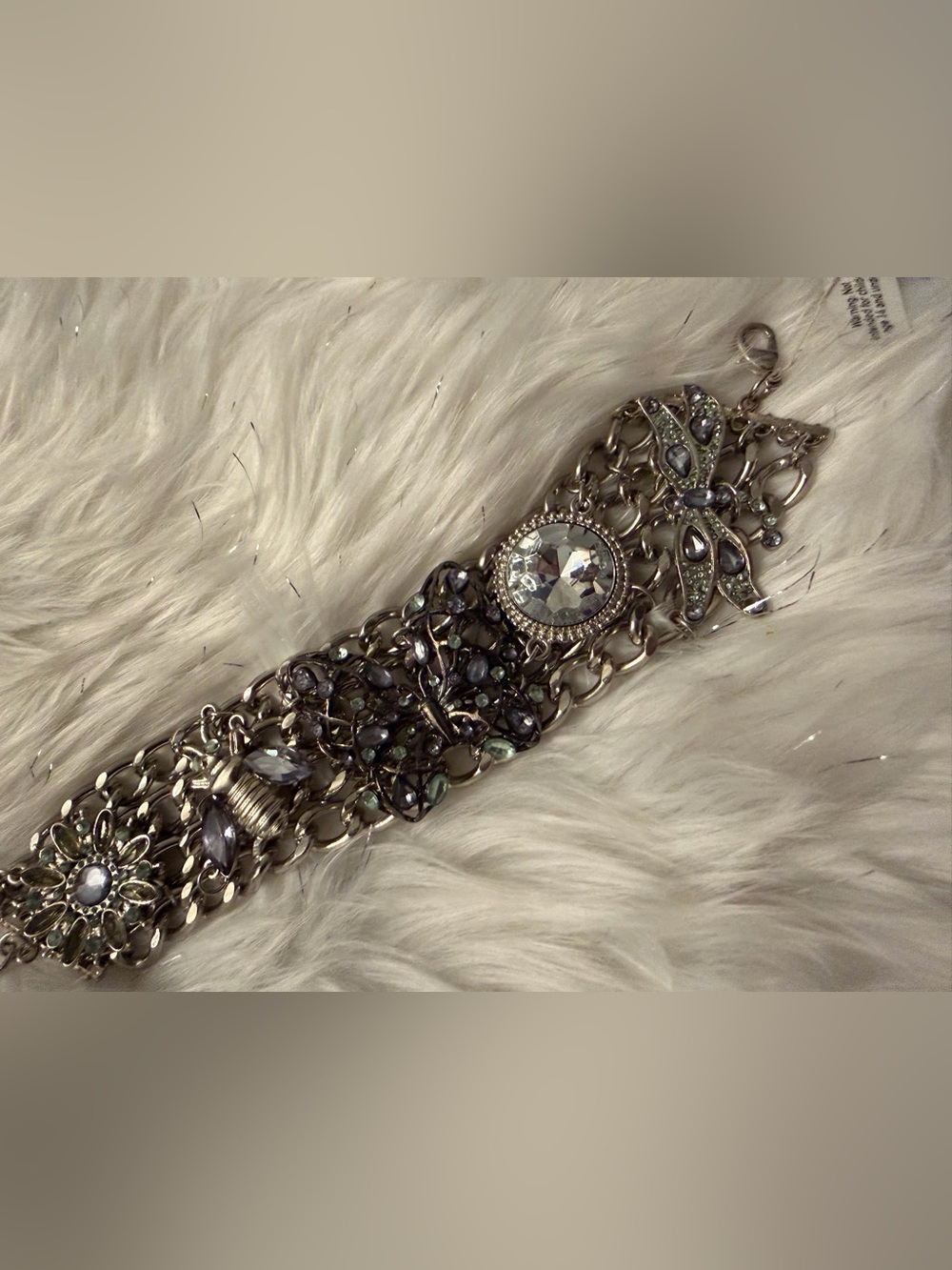 Vera Wang Silver-Tone Multi-Chain Bracelet with Clear and Smoky Accents